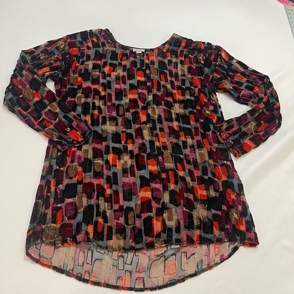 J. Jill Velvet Colorblock Top Blouse Size Small - Picture 1 of 8